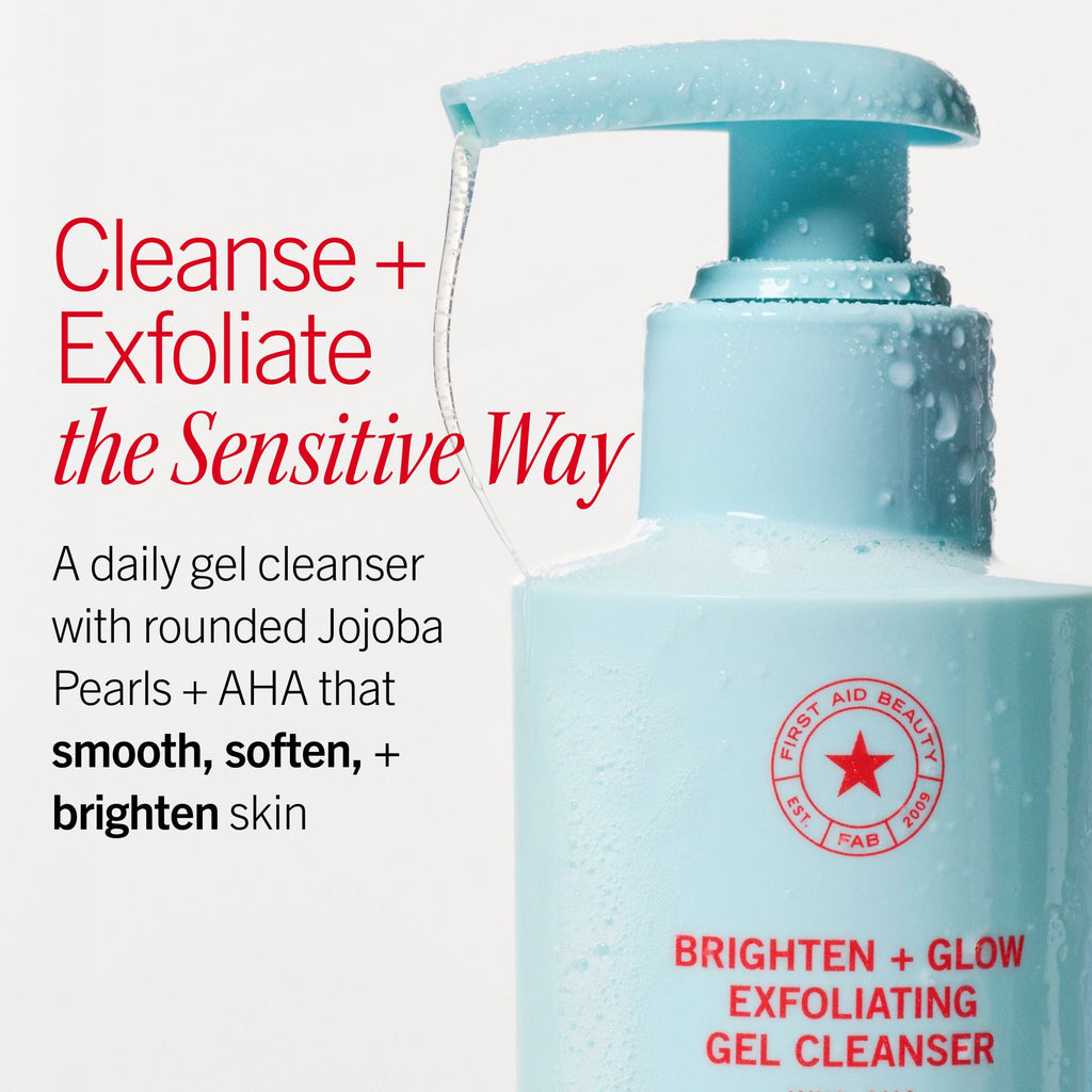 Brighten + Glow Exfoliating Gel Cleanser with AHA and Jojoba Pearls